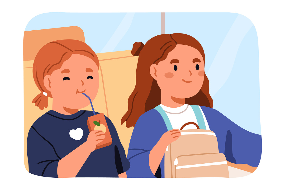 Daily routine of school girl kid set, a Person Illustration by Good Studio (Photo 9 of 13)