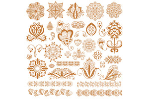 Henna Tattoo Mehndi Flower Template Vector.