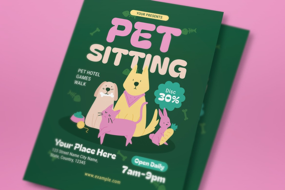 Pet Sitting Flyer, a Flyer Template by graphicook (Photo 2 of 3)