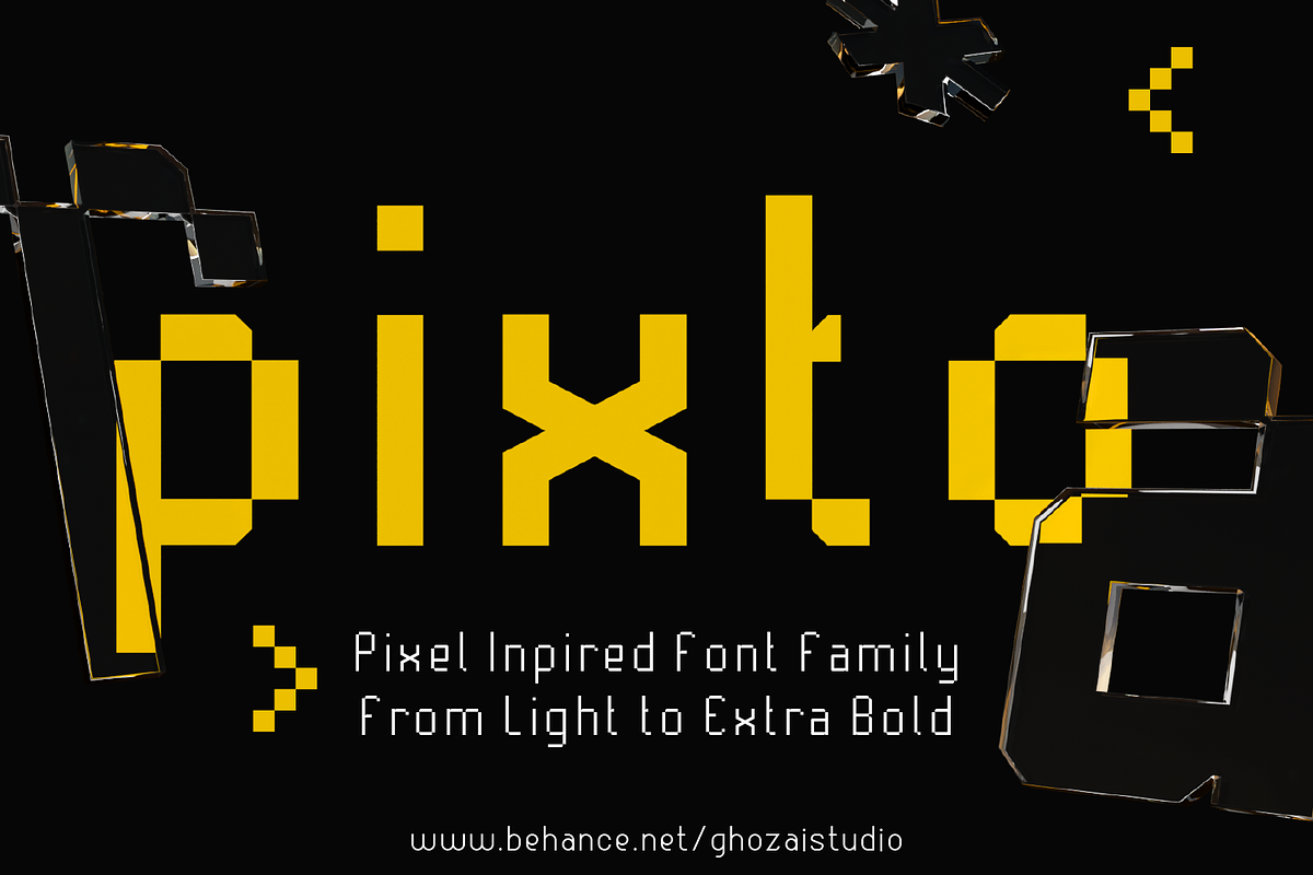 Pixto - Pixel Inspired Font, a Sans Serif Font by ghozai studio (Photo 1 of 7)