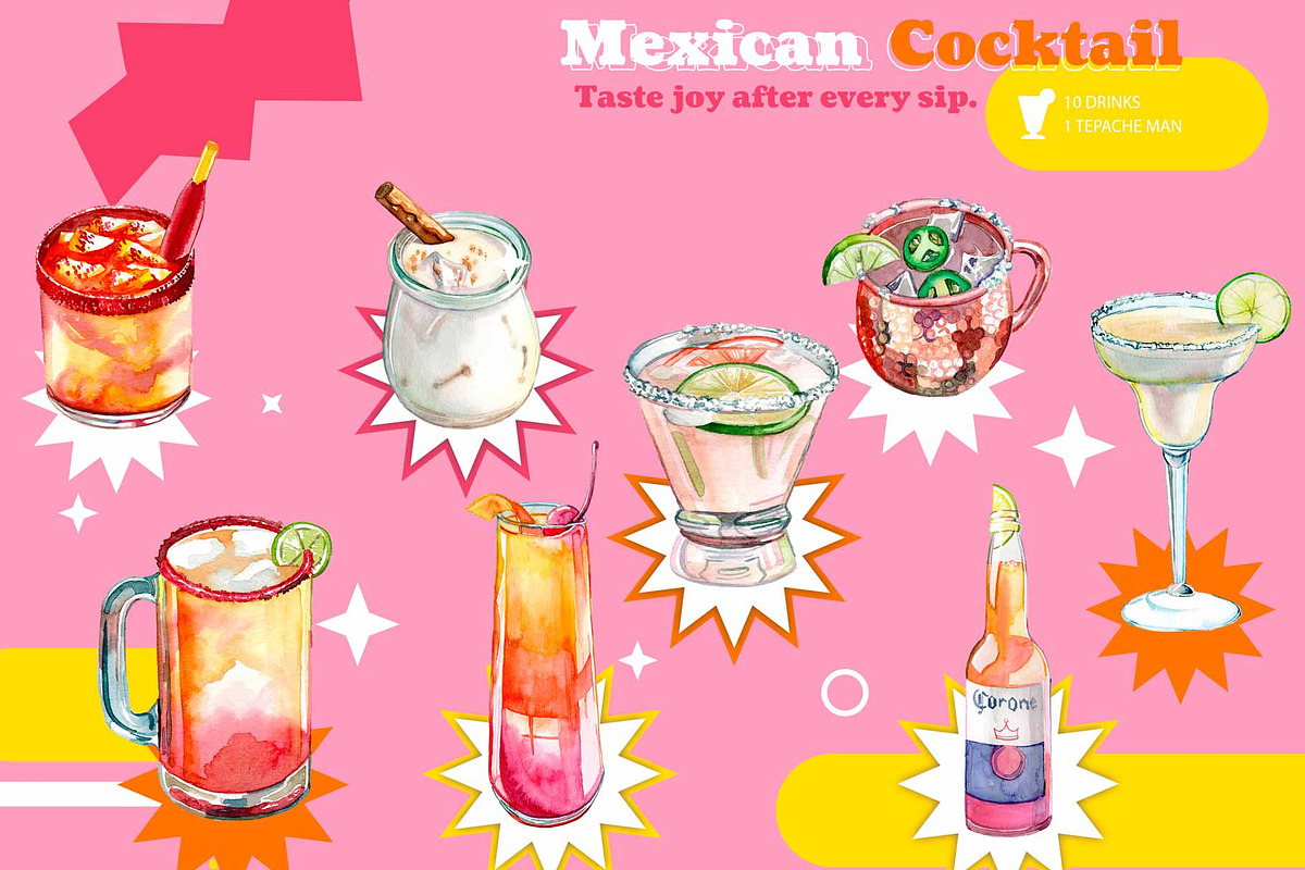 Mexican Cocktail cocteleria mexicana, a Food Illustration by CpandoShop (Photo 2 of 4)