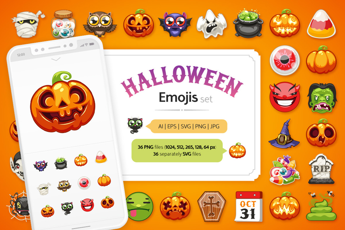 Halloween Emojis Set, an Emoji Icon by Voysla's Shop (Photo 1 of 6)