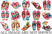 Watercolor Summer Flip Flop Clipart, an Illustration by Canvas Craft (Thumbnail 3 of 7)