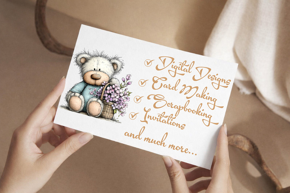 Spring Teddy Bear Clipart, an Illustration by Libby Wishes (Photo 2 of 5)