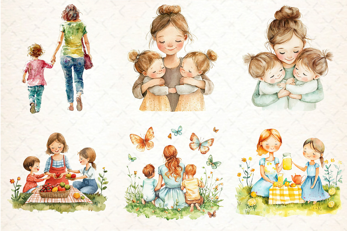 Love Mom Watercolor Clipart, an Illustration by DreamCafeArt (Photo 2 of 8)