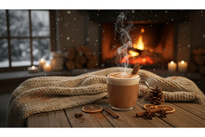 Cup of hot latte with cinnamon and, a Food & Drink Photo by Igor Tichonow