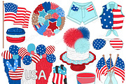 4th of July Bright Clipart, a Seasonal Illustration by GlamArtZhanna (Thumbnail 2 of 4)