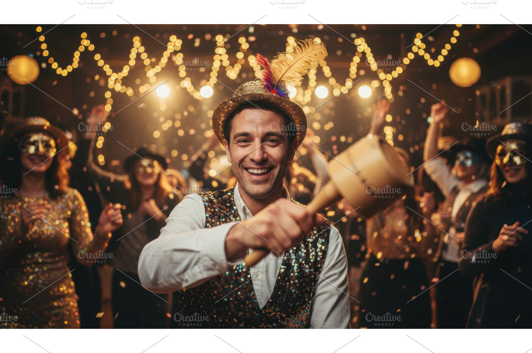 Smiling man in a sequined vest and, a Person Photo by Igor Tichonow