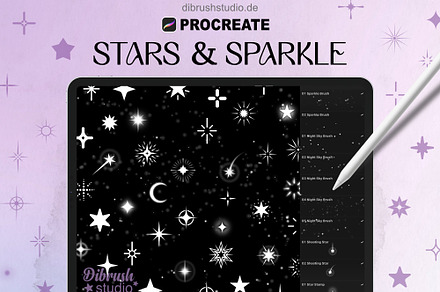 Procreate - Star and Sparkle Brushes, a Brush Add-On by DiBrush Studio