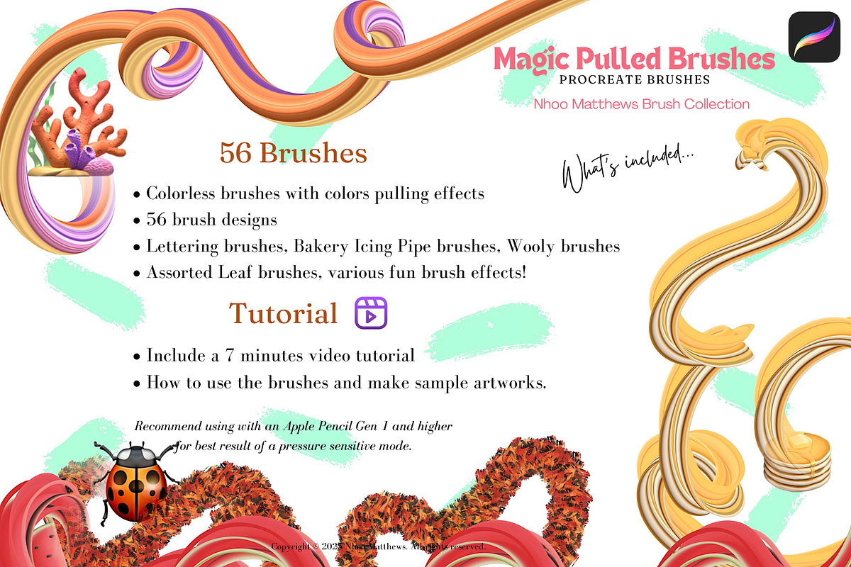 Procreate 3D Magic Pulled Brushes, a Brush Add-On by Fashion Workshop Bkk (Photo 3 of 15)