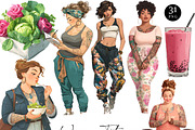 Curvy Woman Fitness Clipart, a Person Illustration by Design Scotch (Thumbnail 1 of 8)