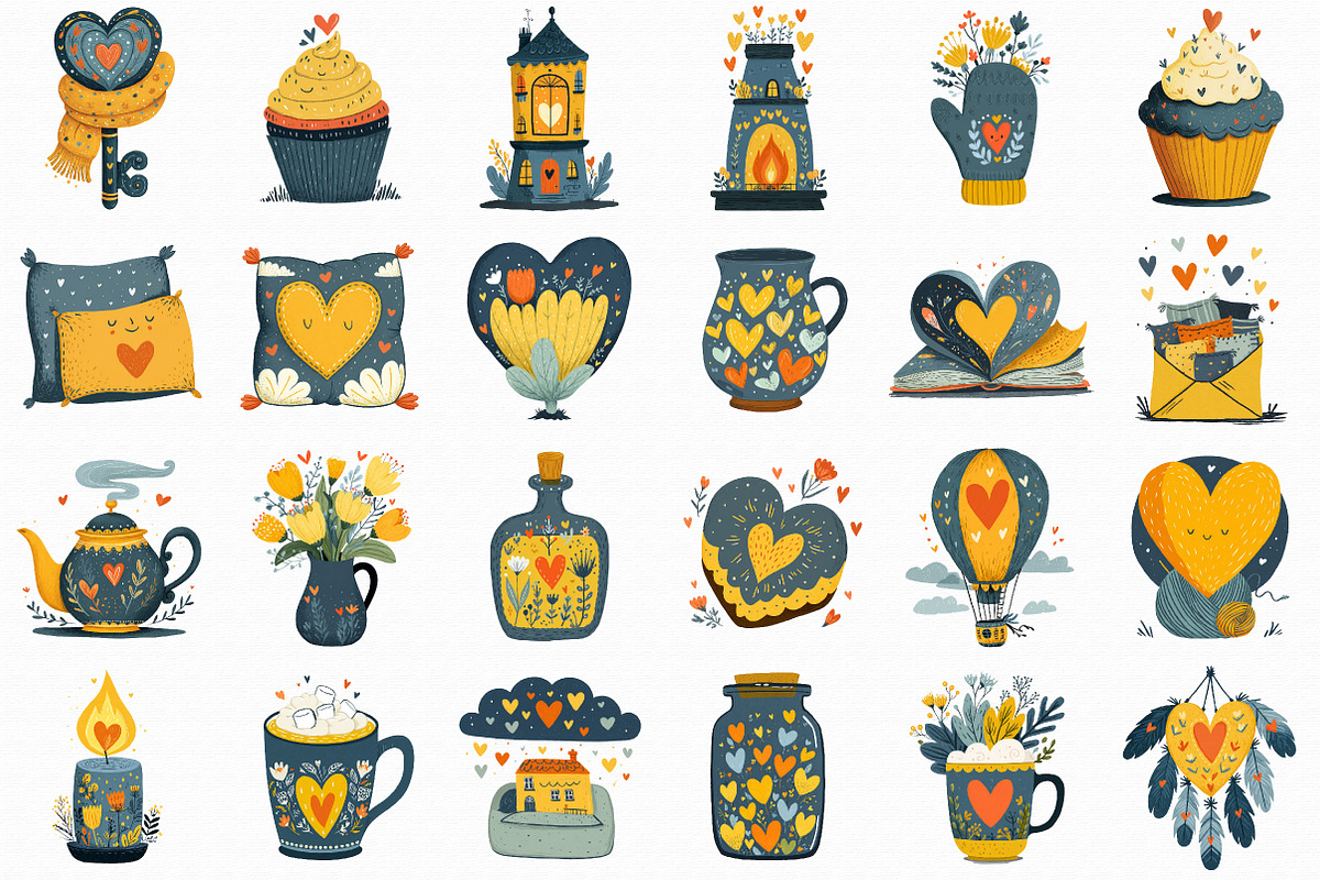 Whimsical Cozy Valentine Clipart, an Illustration by Libby Wishes (Photo 2 of 6)