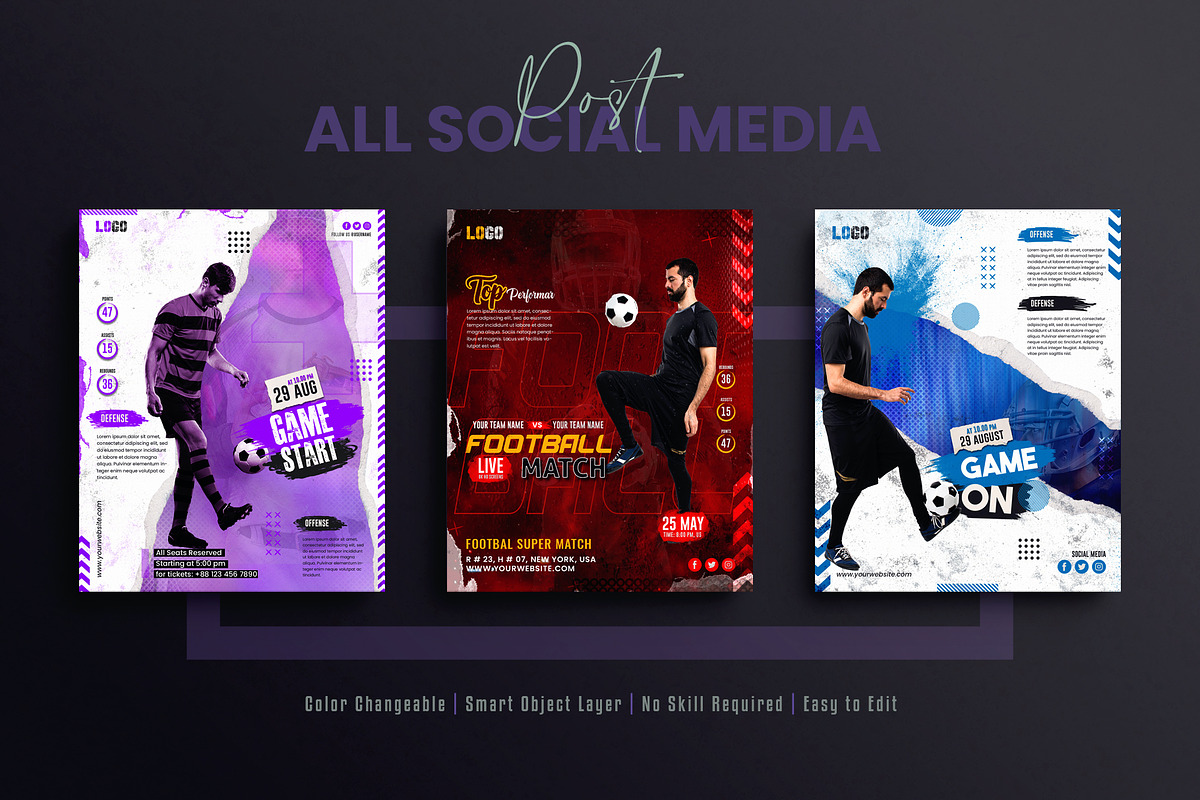 Football Soccer Social Media Post, a Social Media Template by Creative_View (Photo 6 of 8)