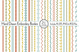 Hand Drawn Embroidery Borders, an Object Graphic by Melissa Held Designs