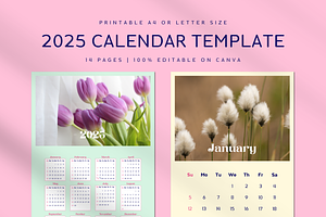 2025 CALENDAR CANVA TEMPLATE, a Stationery Template by The Little Lily Studio