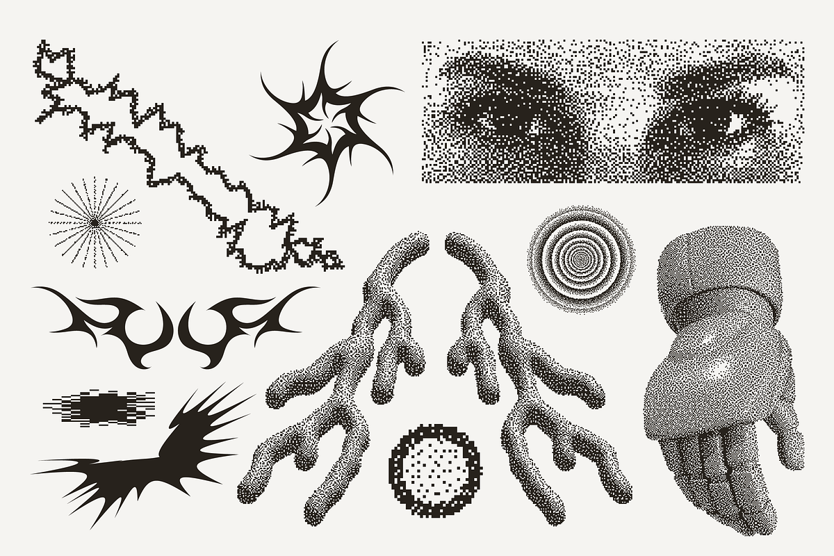 82 Vector Dither Y2K Shapes Pack, a Graphic by softulka (Photo 6 of 10)