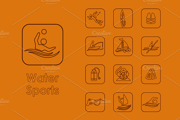 16 Water Sports Simple Icons