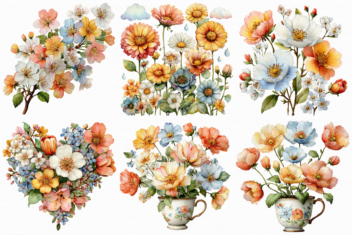 Whimsical Spring Flowers Clipart, an Illustration by Libby Wishes (Photo 8 of 8)