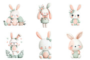 Watercolor Easter Bunny Clipart, an Illustration by Designking (Thumbnail 3 of 5)
