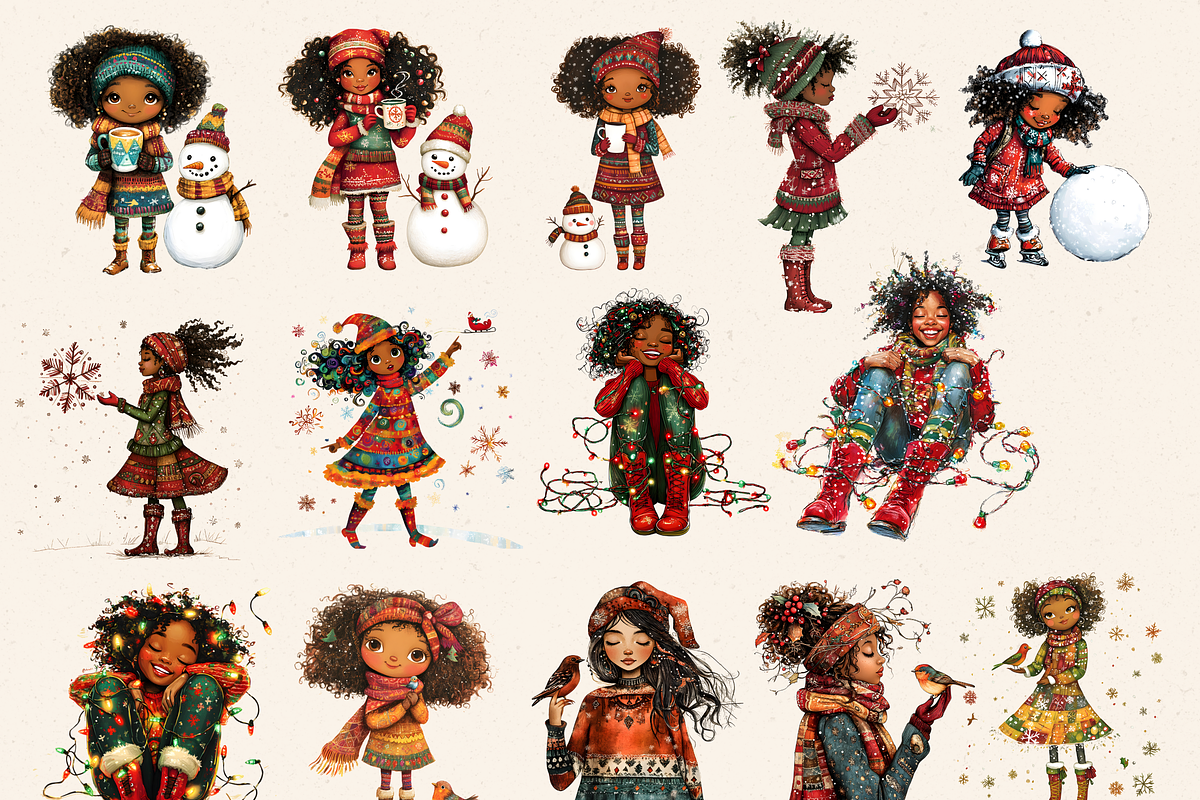 CHRISTMAS FOLK GIRL CLIPART, a Person Illustration by Daring Digies (Photo 3 of 8)
