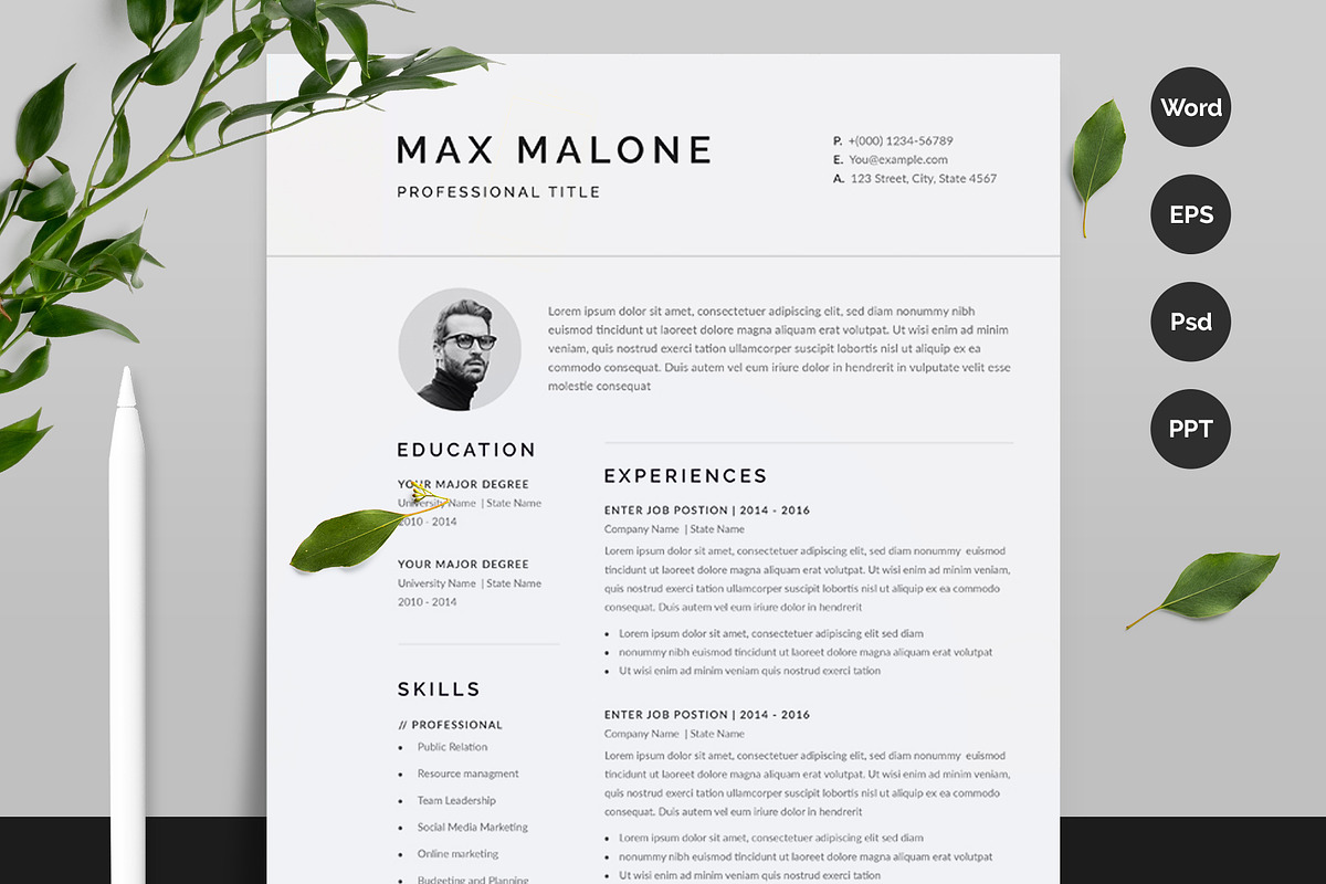Clean Resume/CV, a Resume Template by Aspect_Studio (Photo 1 of 4)