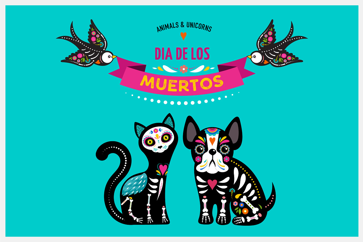 Dia de los Muertos, animals skulls, an Animal Illustration by Marish (Photo 8 of 10)