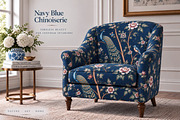 Navy Blue Chinoiserie Wall Mural, a Wallpaper Graphic by by creative paper (Thumbnail 13 of 20)