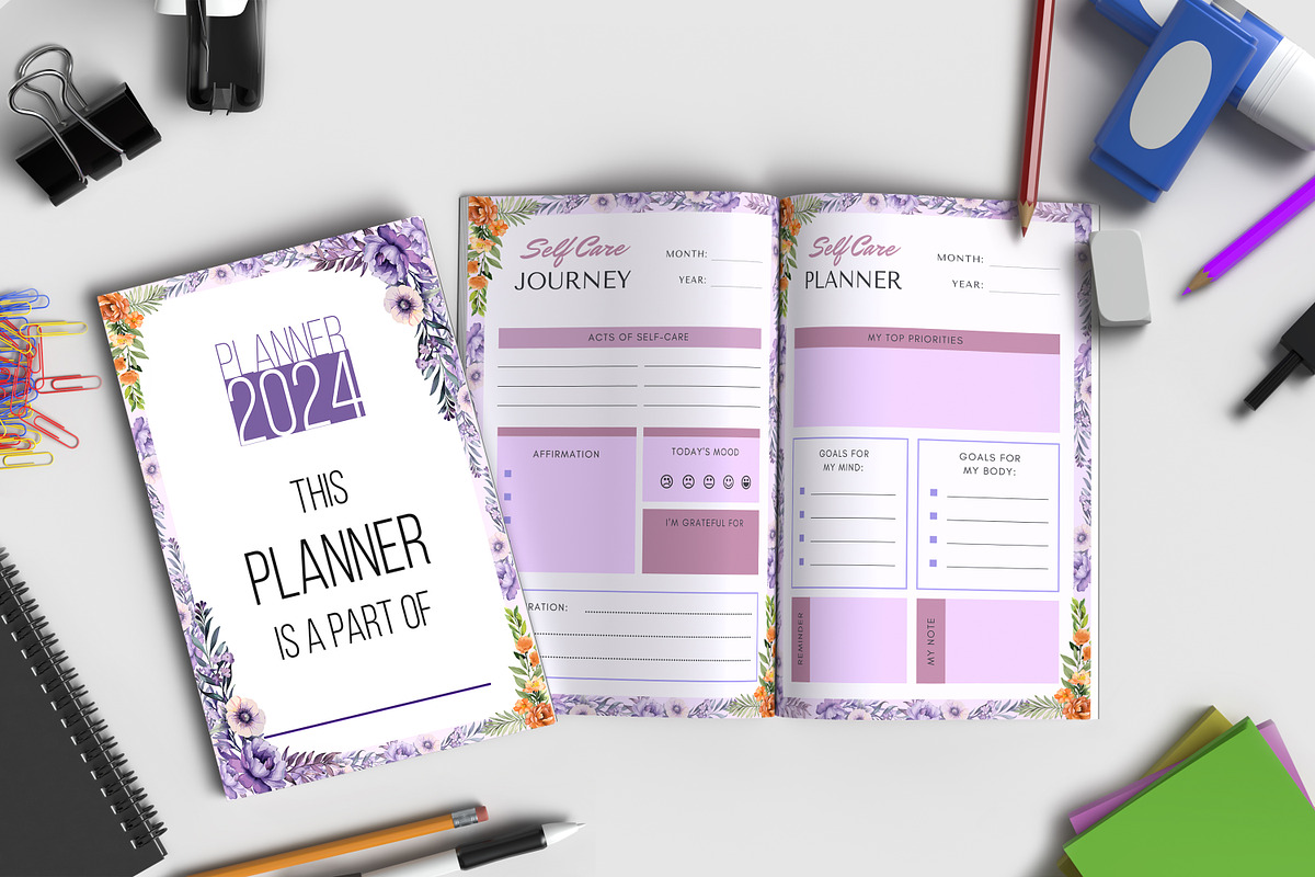 Self-Care Planner, Planner 2024, a Presentation Template by JustArtDigital (Photo 7 of 8)