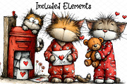 Whimsical Valentine Cats Clipart, an Illustration by cherrydesign (Thumbnail 2 of 4)