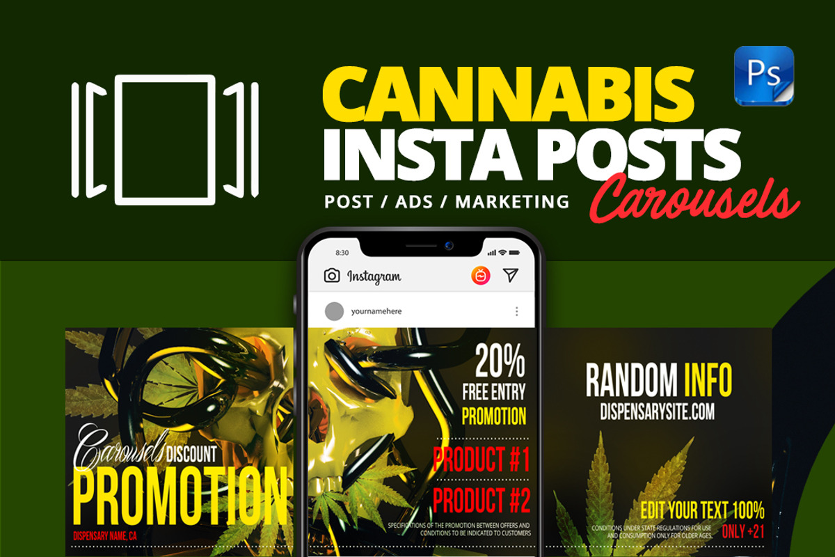 Social Media Cannabis Posts Pack, a Social Media Template by Maioriz Shop (Photo 3 of 5)