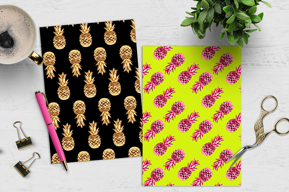 Pineapple Printable Paper Pack, a Pattern Graphic by The GG Shop (Photo 2 of 5)