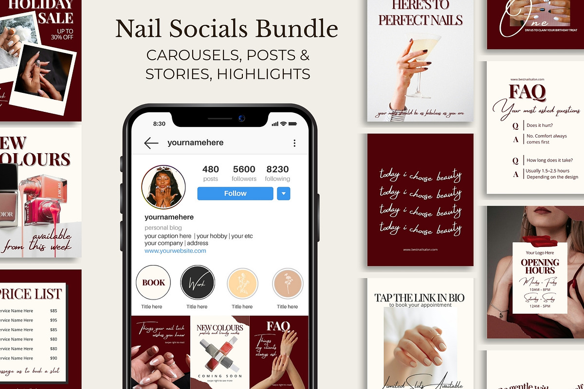 Nail Social Media Templates Bundle, a Social Media Template by Anna Design Studio (Photo 1 of 13)
