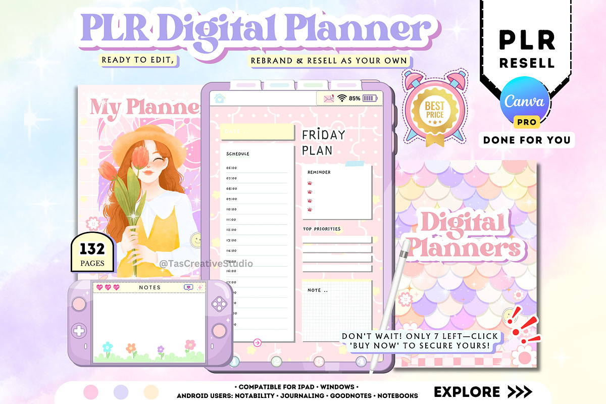 PLR Goodnotes Digital Planner, a Stationery Template by Tas Creative Studio (Photo 1 of 8)