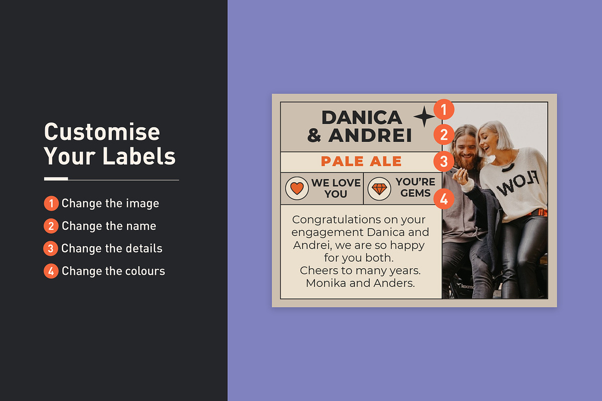 Danica + Andre Bottle Label Template, a Stationery Template by Mountain Folk Creative (Photo 3 of 5)