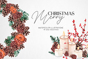 Christmas Watercolor collection, a Decorative Illustration by CrystalinaShop (Thumbnail 1 of 5)