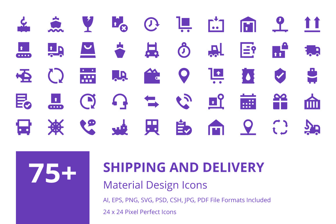 75+ Shipping and Delivery Icons, a Solid Icon by Creative Stall