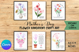 Mother's Day Flower Handprints Arts, a Templates & Theme by Adalin Shop
