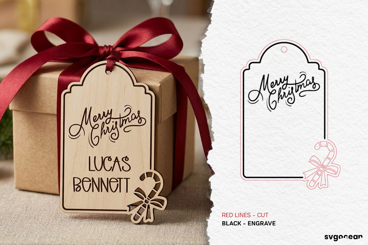 Christmas Gift Tag SVG Bundle, a Decorative Illustration by svgocean (Photo 13 of 17)
