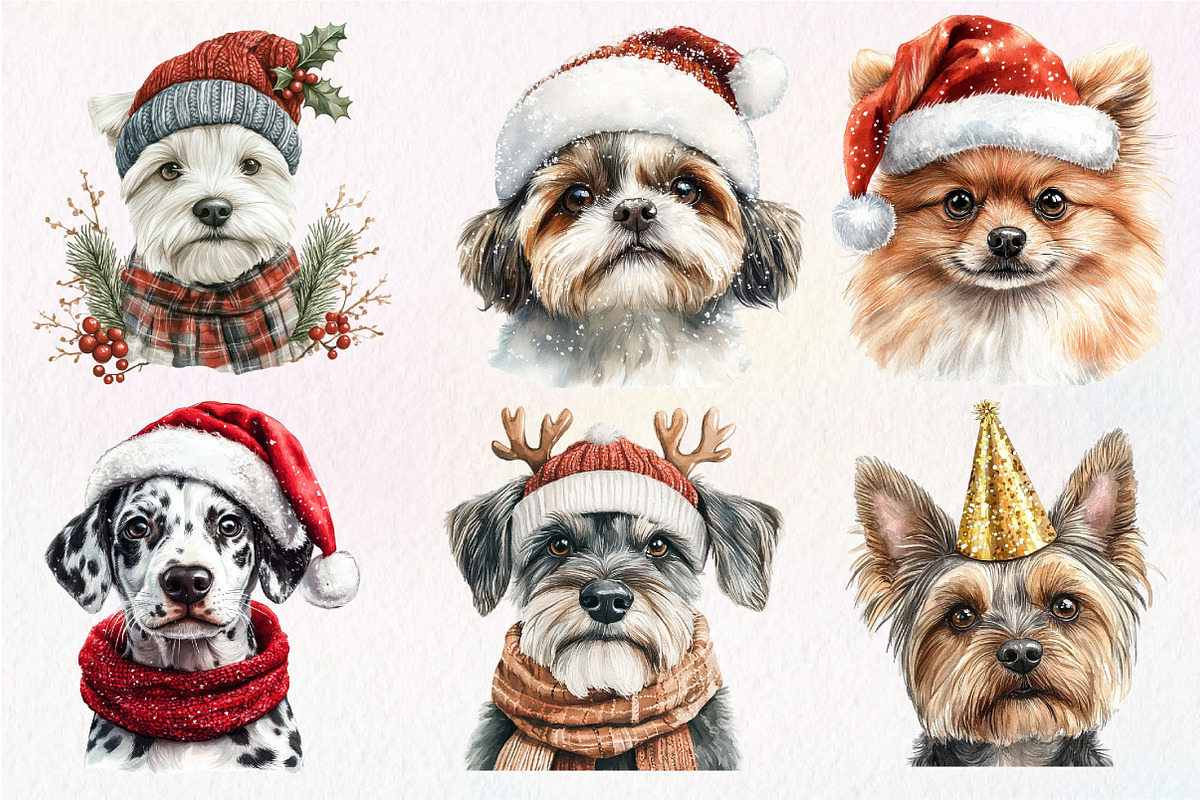 Dog Christmas Sublimation Clipart, an Illustration by Dream Creation (Photo 4 of 7)