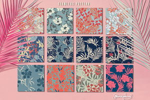 12JPG/EPS Tropical floral pattern