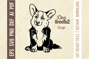 Corgi - Sitting Dog Cut SVG Stencil