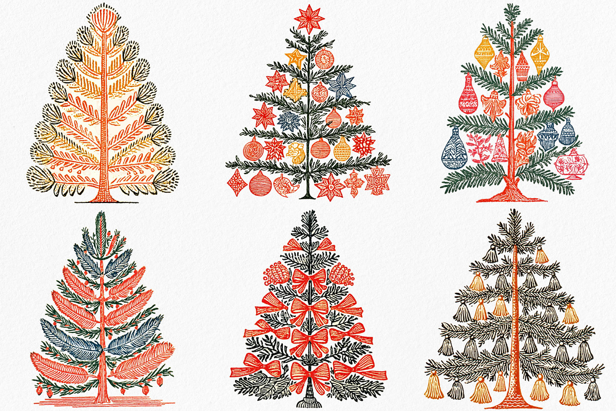 Boho Christmas Trees Clipart, an Illustration by Canvas Craft (Photo 2 of 8)