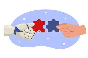 Artificial intelligence and human, a Technology Illustration by Vectorbuum