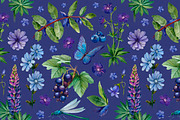 Blue and purple summer nature, a Texture Illustration by Sundra (Thumbnail 5 of 9)