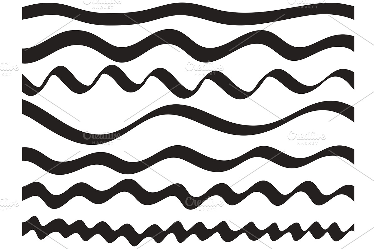 Set of wavy lines vector elements, an Illustration by Tati_Kli