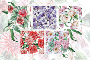 Watercolor Patterns With Flowers.