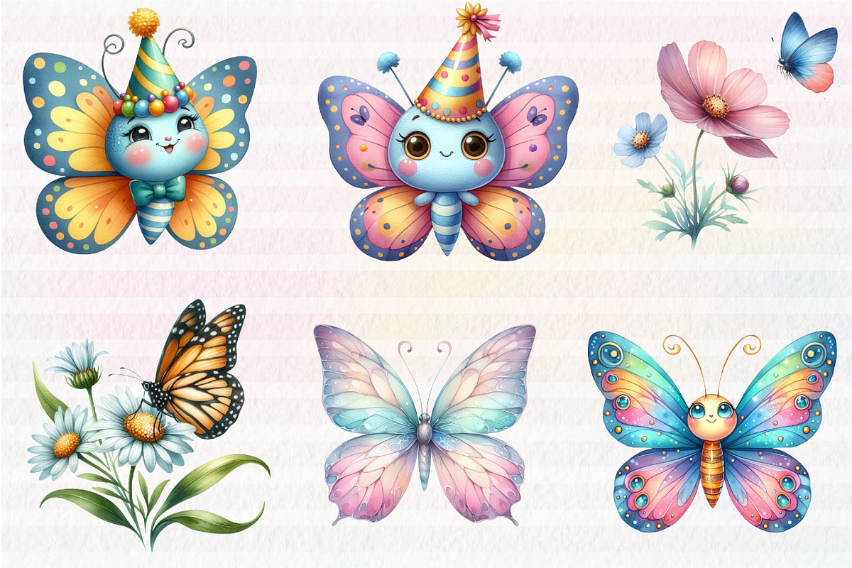 Watercolor Spring Butterfly Clipart, an Illustration by CreationArt (Photo 5 of 5)