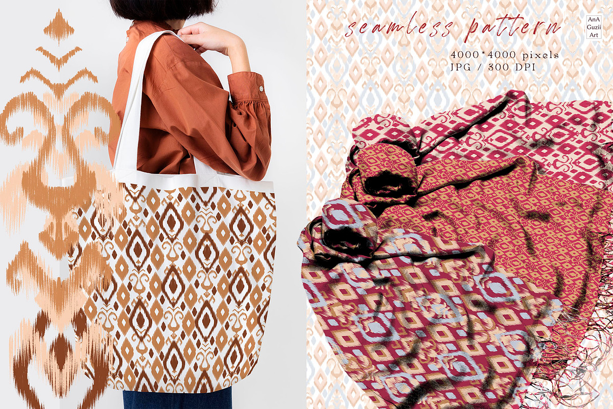 Ikat seamless pattern collection., a Pattern Graphic by AnaGuziiArt (Photo 11 of 11)