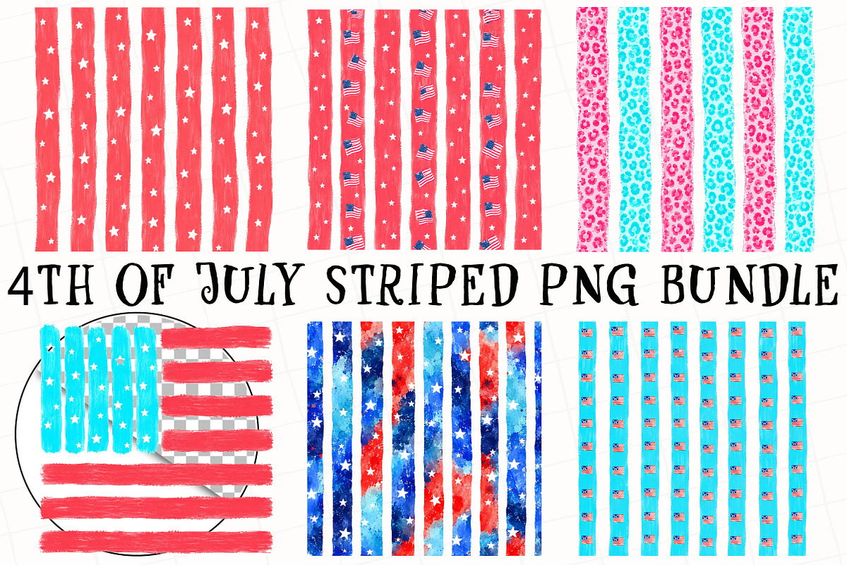 4th of july Striped PNG Bundle, a Seasonal Illustration by OK Design (Photo 2 of 6)
