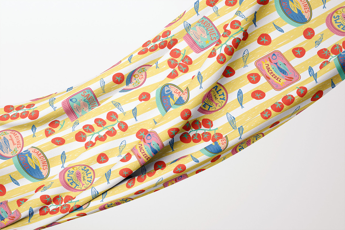 Mediterranean food Sardine patterns, a Pattern Graphic by Tani Kuzminka (Photo 9 of 25)